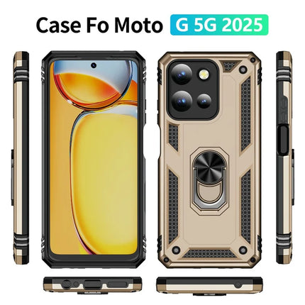 For Motorola Moto G 5G (2025) Case PC + TPU Phone Cover with Rotary Ring Kickstand