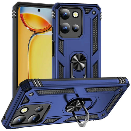 For Motorola Moto G 5G (2025) Case PC + TPU Phone Cover with Rotary Ring Kickstand - Blue