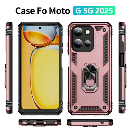 For Motorola Moto G 5G (2025) Case PC + TPU Phone Cover with Rotary Ring Kickstand