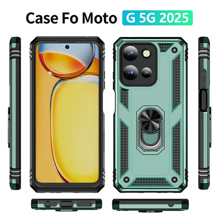 For Motorola Moto G 5G (2025) Case PC + TPU Phone Cover with Rotary Ring Kickstand