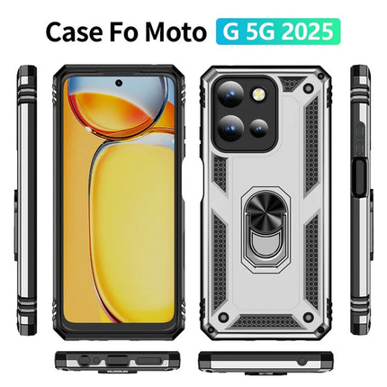 For Motorola Moto G 5G (2025) Case PC + TPU Phone Cover with Rotary Ring Kickstand