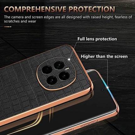 AZNS For Honor Magic7 5G Case Electroplating Crocodile Texture PU + TPU Phone Cover