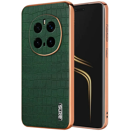 AZNS For Honor Magic7 Pro 5G Case Electroplating Crocodile Texture PU + TPU Phone Cover - Green