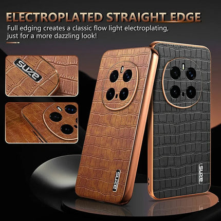 AZNS For Honor Magic7 Pro 5G Case Electroplating Crocodile Texture PU + TPU Phone Cover