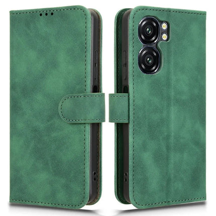 For Oukitel C58 Leather Case Skin Feel Anti Drop Wallet Flip Phone Cover - Green
