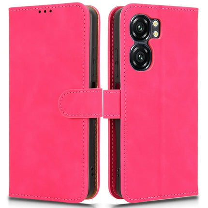 For Oukitel C58 Leather Case Skin Feel Anti Drop Wallet Flip Phone Cover - Rose