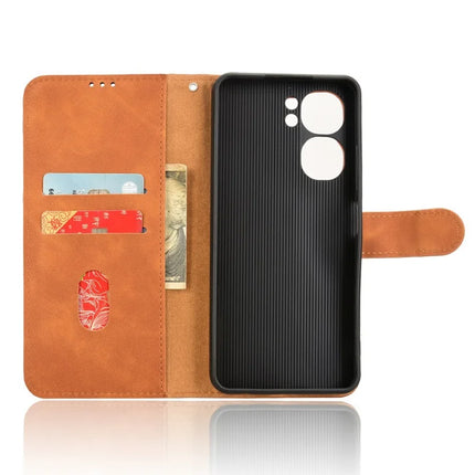 For Oukitel C58 Leather Case Skin Feel Anti Drop Wallet Flip Phone Cover