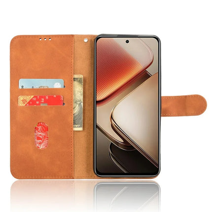 For Oukitel C58 Leather Case Skin Feel Anti Drop Wallet Flip Phone Cover