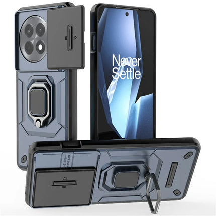 For OnePlus Ace 5 Pro 5G / Ace 5 5G / 13R 5G Case PC+TPU Kickstand Phone Protector with Lens Cover - Blue