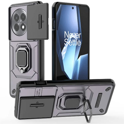 For OnePlus Ace 5 Pro 5G / Ace 5 5G / 13R 5G Case PC+TPU Kickstand Phone Protector with Lens Cover - Purple