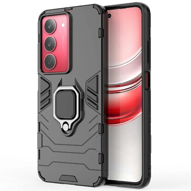 For Realme V60 Pro Case PC + TPU Protective Phone Cover with Ring Kickstand - Black