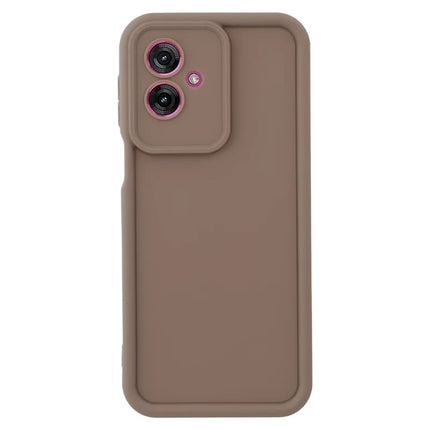 For Motorola Moto G55 5G Case Grooved Design TPU Anti Slip Phone Cover - Brown