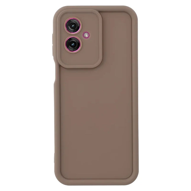 For Motorola Moto G55 5G Case Grooved Design TPU Anti Slip Phone Cover - Brown
