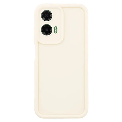 For Motorola Moto G35 5G Case Grooved Design TPU Anti-Slip Phone Cover - Beige