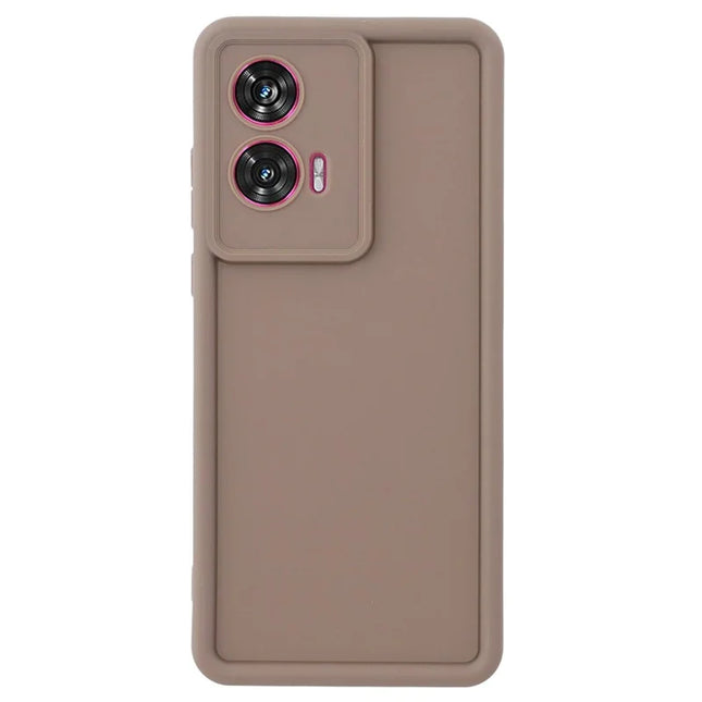 For Motorola Edge 50 Fusion 5G Case Grooved Design TPU Anti-Slip Phone Cover - Brown