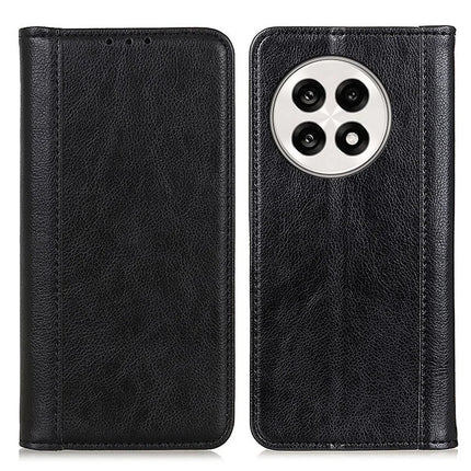 Stand Case for OnePlus 13R 5G / Ace 5 5G / 5 Pro 5G Split Leather Litchi Texture Wallet Phone Cover - Black