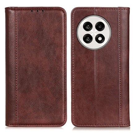 Stand Case for OnePlus 13R 5G / Ace 5 5G / 5 Pro 5G Split Leather Litchi Texture Wallet Phone Cover - Brown