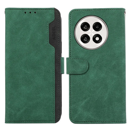 ABEEL Leather Case For OnePlus 13R 5G  /  Ace 5 5G  /  Ace 5 Pro 5G Color Splicing Flip Phone Cover RFID Blocking - Green