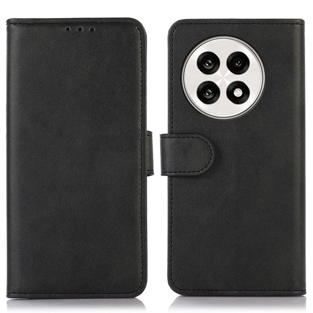 Phone Case For OnePlus 13R 5G / Ace 5 5G / Ace 5 Pro 5G Cowhide Texture Leather Wallet Phone Cover with Stand - Black