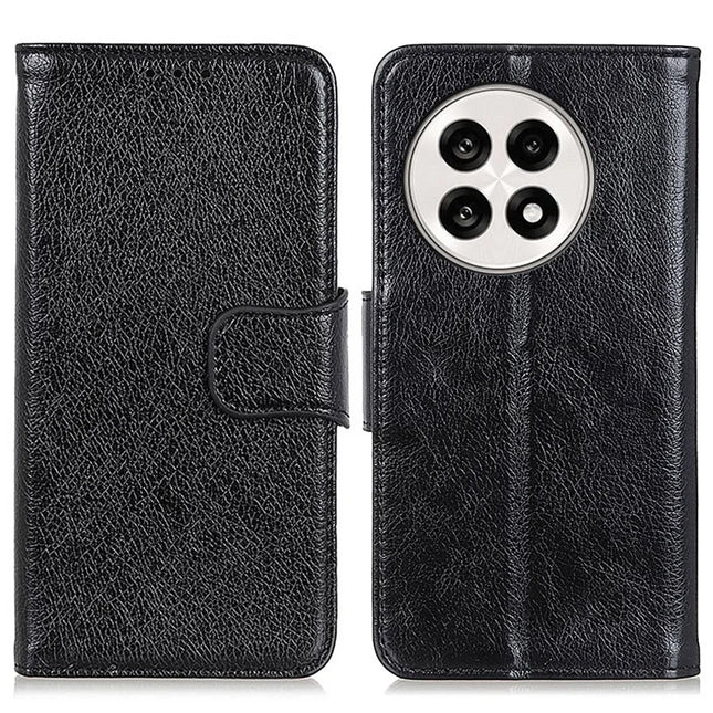 For OnePlus Ace 5 Pro 5G / Ace 5 5G / 13R 5G Case Nappa Texture Split Leather Wallet Phone Cover - Black