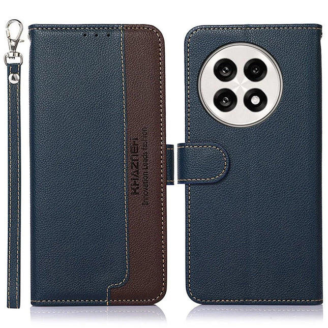 KHAZNEH Phone Case For OnePlus 13R 5G / Ace 5 5G / Ace 5 Pro 5G RFID Blocking Wallet PU Leather Cover - Blue