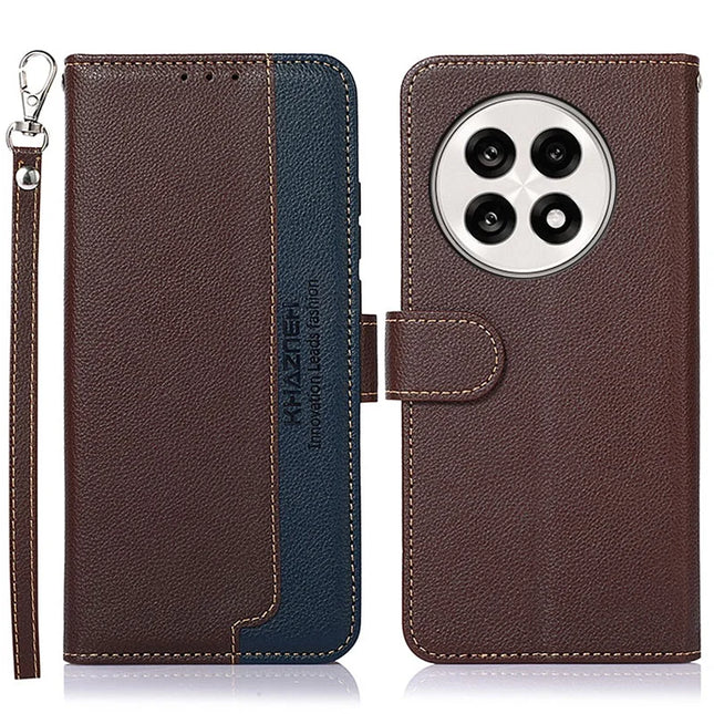 KHAZNEH Phone Case For OnePlus 13R 5G / Ace 5 5G / Ace 5 Pro 5G RFID Blocking Wallet PU Leather Cover - Brown