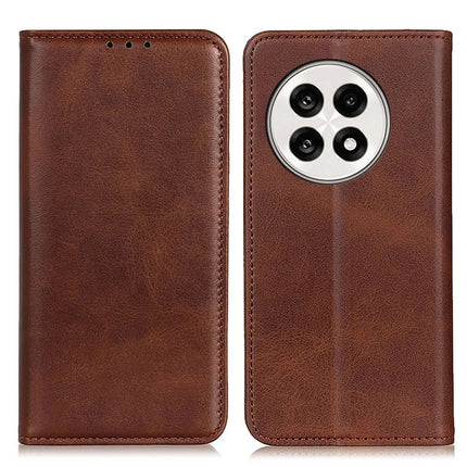 Split Leather Case For OnePlus 13R 5G / Ace 5 5G / Ace 5 Pro 5G Flip Wallet Phone Cover - Coffee