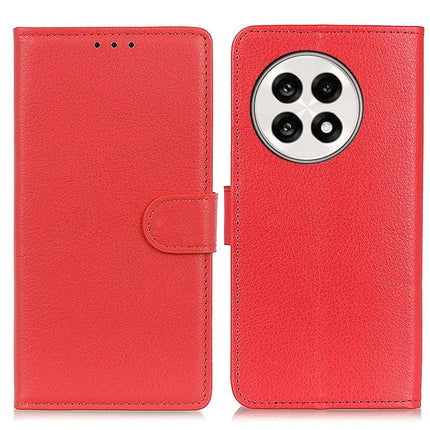 Wallet Case For OnePlus 13R 5G / Ace 5 5G / Ace 5 Pro 5G PU Leather Phone Cover Litchi Texture - Red