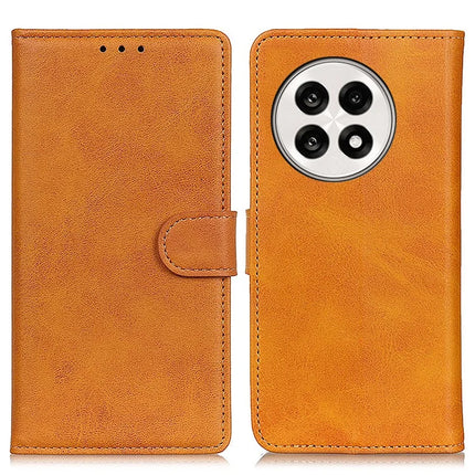 Stand Wallet Phone Case For OnePlus 13R 5G / Ace 5 5G / Ace 5 Pro 5G Cowhide Texture Leather Cover - Brown