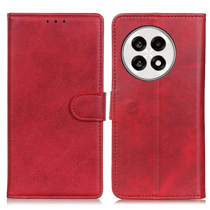 Stand Wallet Phone Case For OnePlus 13R 5G / Ace 5 5G / Ace 5 Pro 5G Cowhide Texture Leather Cover - Red