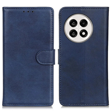 Stand Wallet Phone Case For OnePlus 13R 5G / Ace 5 5G / Ace 5 Pro 5G Cowhide Texture Leather Cover - Blue