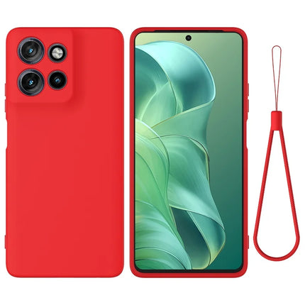 For Motorola Moto G Power (2025) Case Liquid Silicone Phone Back Cover with Hand Strap - Red
