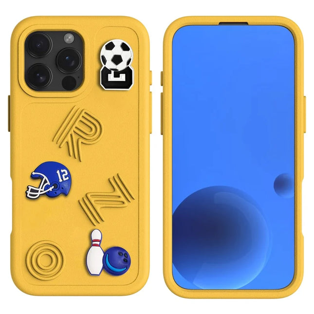 For iPhone 16 Pro Max Case Funny Pattern EVA Protective Phone Cover - Yellow