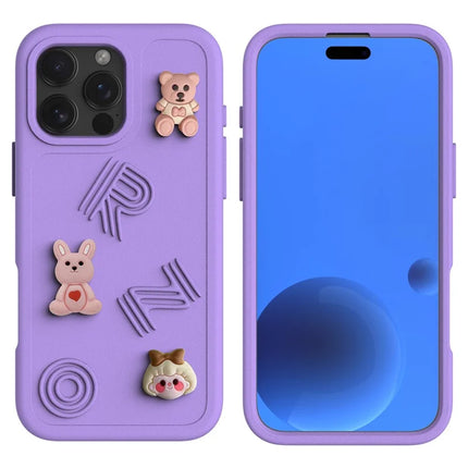 For iPhone 16 Pro Max Case Funny Pattern EVA Protective Phone Cover - Purple