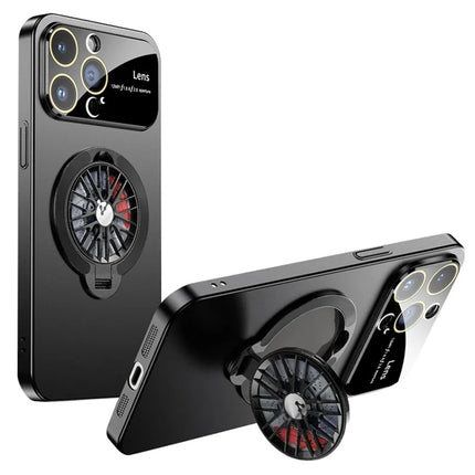 For iPhone 15 Pro Max Case Compatible with MagSafe Hard PC Kickstand Phone Cover - Black