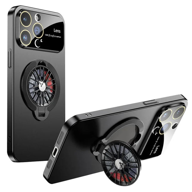 For iPhone 15 Pro Max Case Compatible with MagSafe Hard PC Kickstand Phone Cover - Black