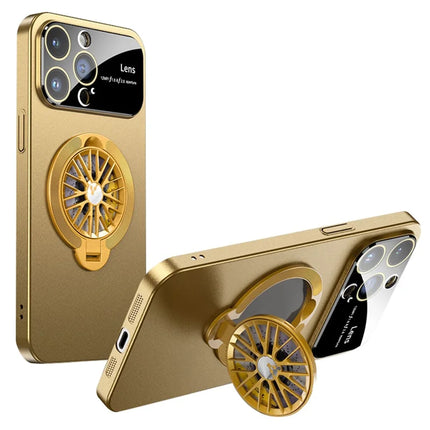 For iPhone 15 Pro Max Case Compatible with MagSafe Hard PC Kickstand Phone Cover - Khaki