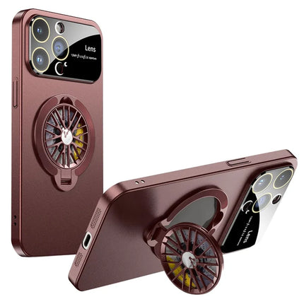 For iPhone 15 Pro Max Case Compatible with MagSafe Hard PC Kickstand Phone Cover - Wine Red