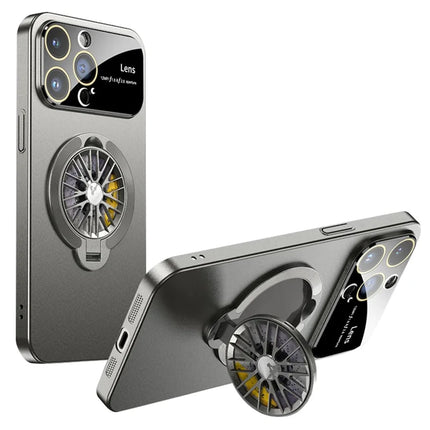 For iPhone 15 Pro Max Case Compatible with MagSafe Hard PC Kickstand Phone Cover - Titanium