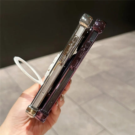 For iPhone 16 Plus Magnetic Case Suction Cup Kickstand PC Phone Cover with Four Corner Airbag
