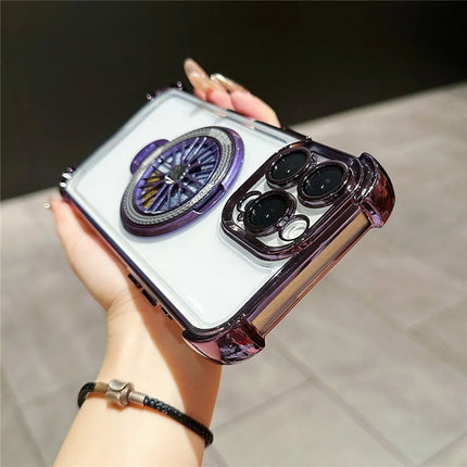 For iPhone 16 Pro Max Magnetic Case Rotating Fidget Spinner Kickstand PC + TPU Airbag Mobile Cover