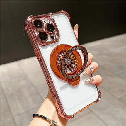 For iPhone 16 Pro Max Magnetic Case Rotating Fidget Spinner Kickstand PC + TPU Airbag Mobile Cover - Wine Red