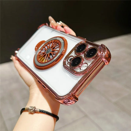For iPhone 16 Pro Max Magnetic Case Rotating Fidget Spinner Kickstand PC + TPU Airbag Mobile Cover