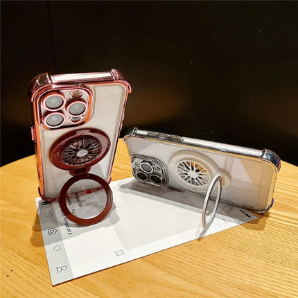For iPhone 16 Pro Max Magnetic Case Rotating Fidget Spinner Kickstand PC + TPU Airbag Mobile Cover