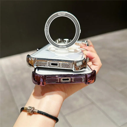 For iPhone 16 Pro Max Magnetic Case Rotating Fidget Spinner Kickstand PC + TPU Airbag Mobile Cover
