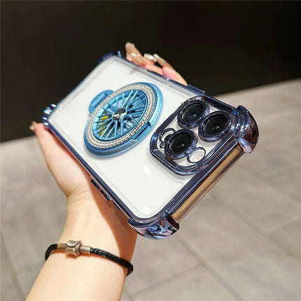 For iPhone 16 Pro Max Magnetic Case Rotating Fidget Spinner Kickstand PC + TPU Airbag Mobile Cover