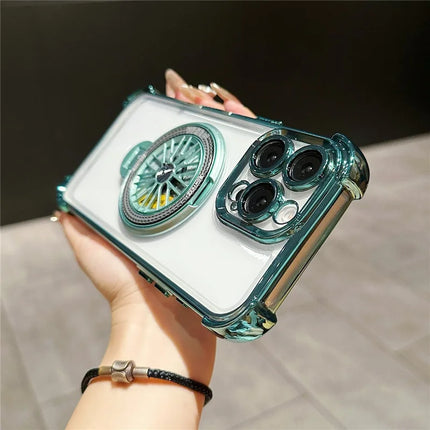 For iPhone 16 Pro Max Magnetic Case Rotating Fidget Spinner Kickstand PC + TPU Airbag Mobile Cover