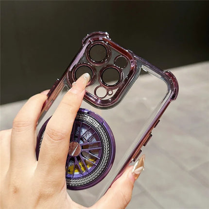 For iPhone 16 Pro Max Magnetic Case Rotating Fidget Spinner Kickstand PC + TPU Airbag Mobile Cover