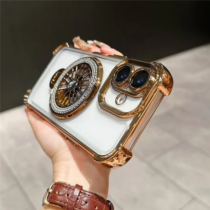 For iPhone 16 Magnetic Case Rotating Fidget Spinner Kickstand PC + TPU Airbag Mobile Cover