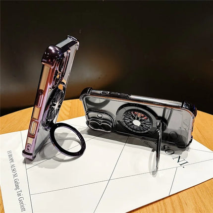 For iPhone 16 Plus Magnetic Case Rotating Fidget Spinner Kickstand PC + TPU Airbag Mobile Cover